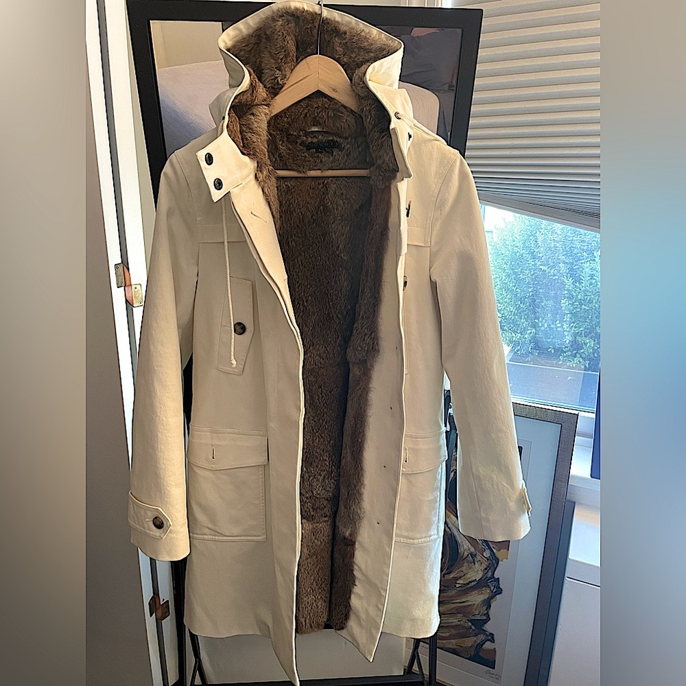 Theory coat with rabbit fur lining